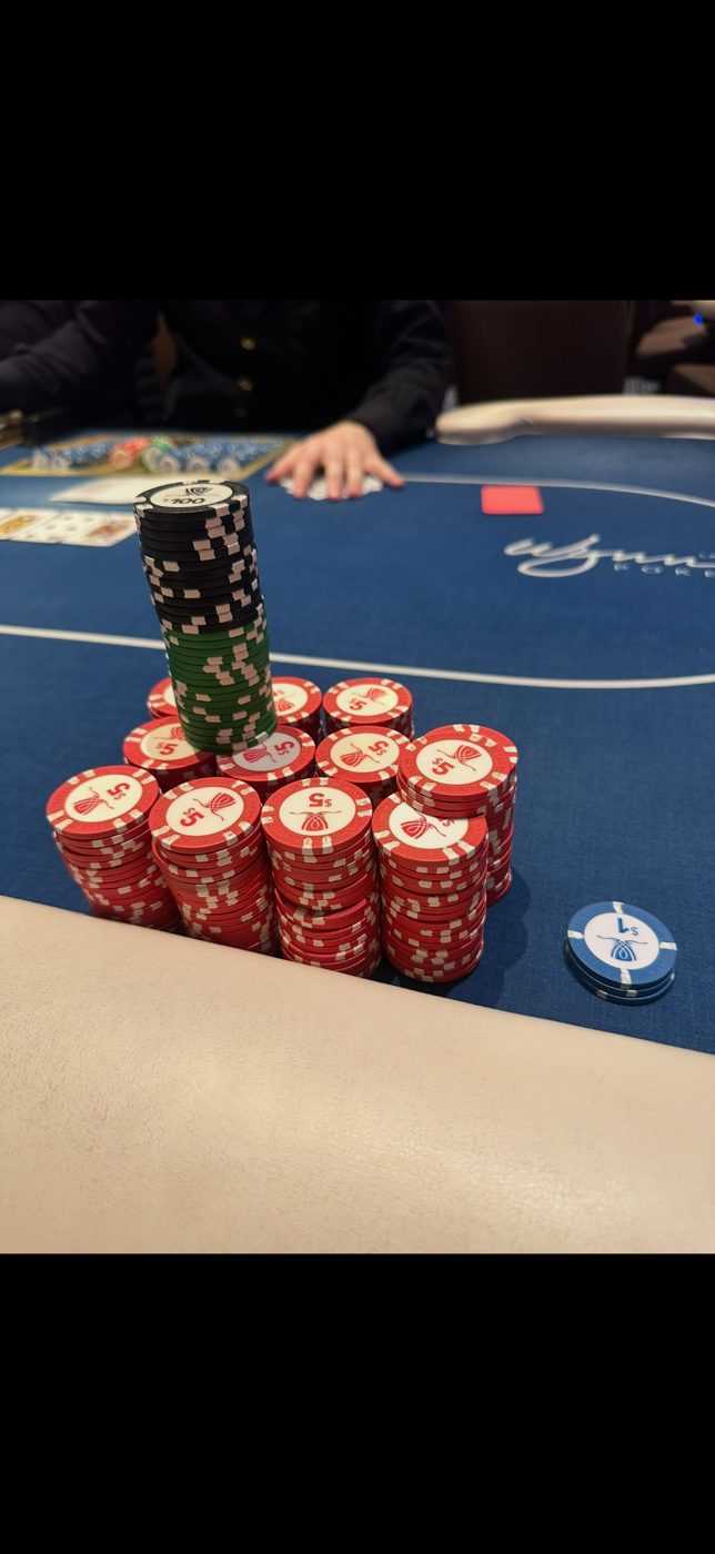 Poker chip stack from a live Las Vegas poker session